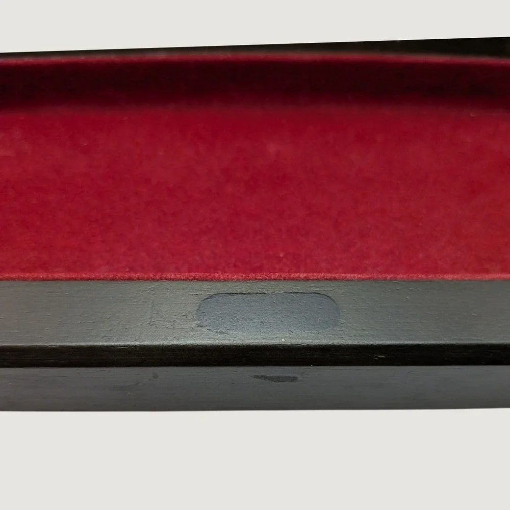 Black Wooden Jewelry Valet Box Red Lining Magnetic Closure Organizer VTG